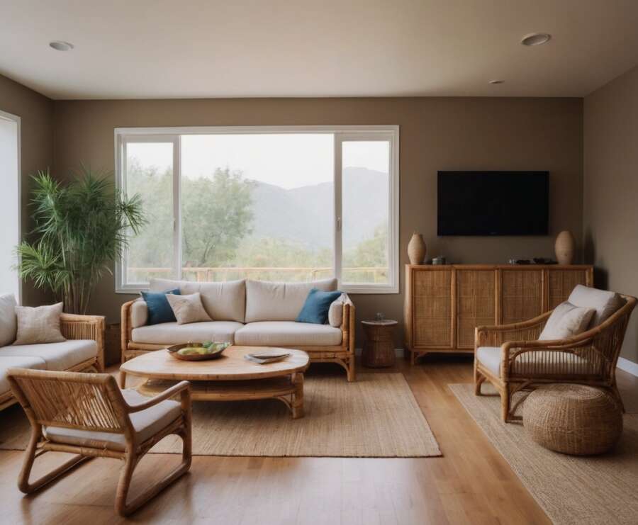 Eco-friendly living room designed by BambooHome